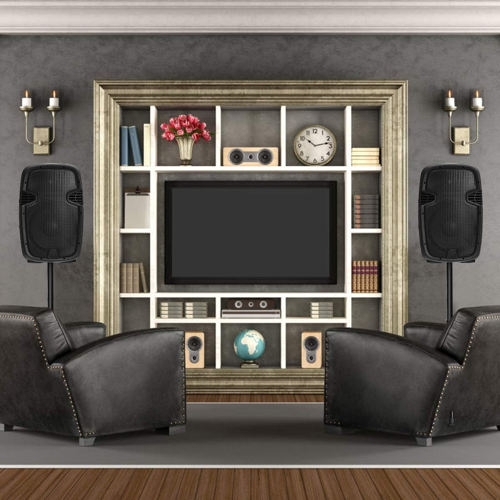 12 1600W Portable Dual Passive Active Speaker with 2 Speaker Stands Z47832