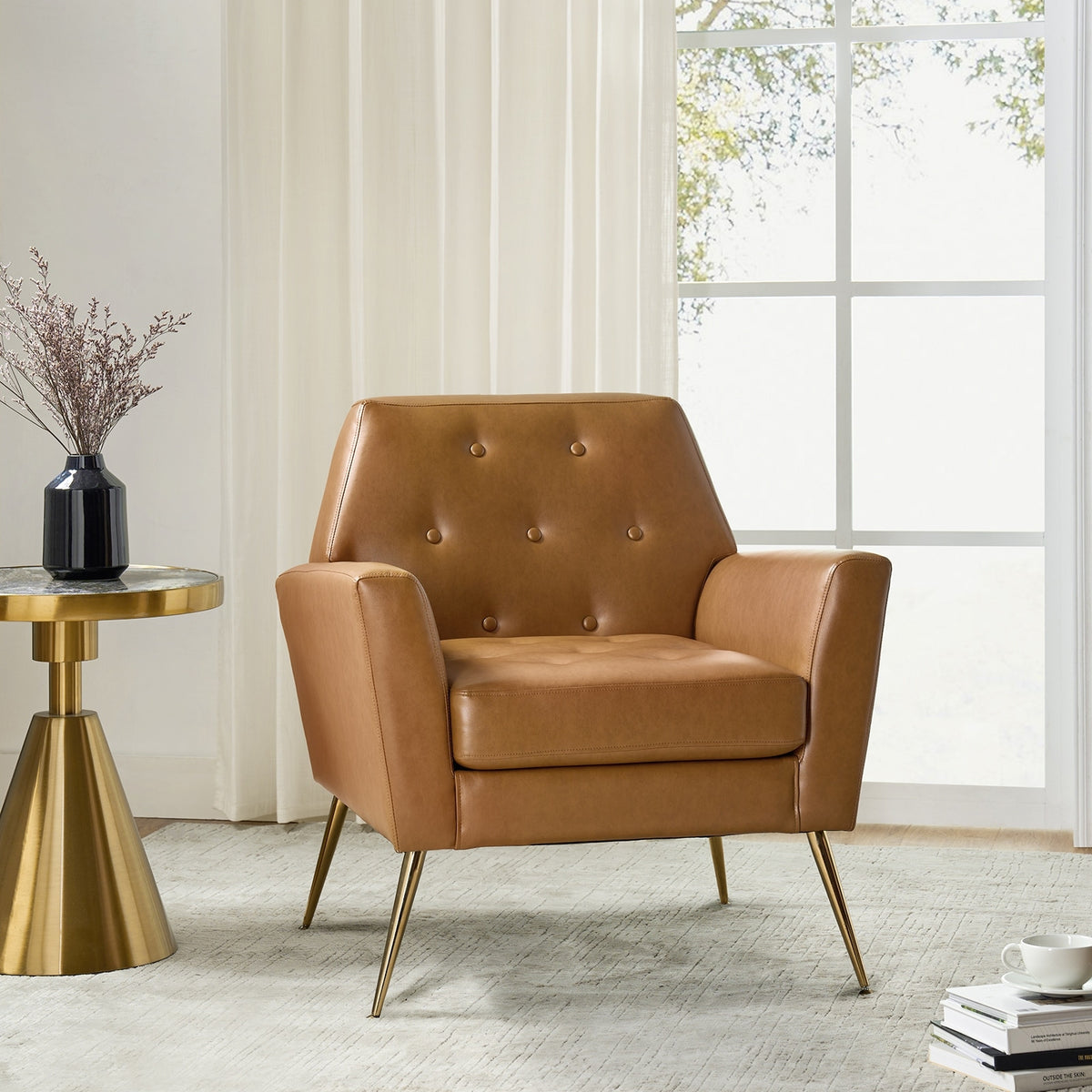 Upholstered Arm Chair with Button-Tufted Back D94707
