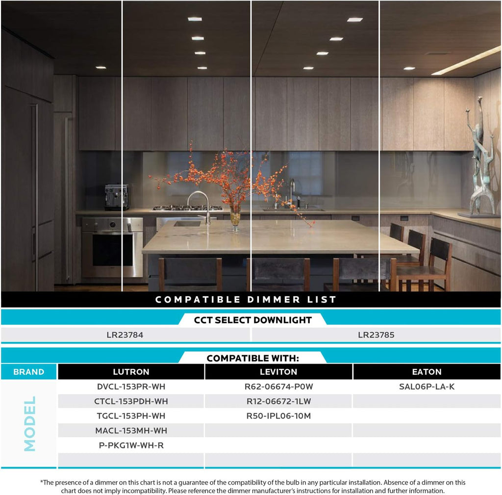 4 Inch Square Recessed LED Can Lights, Selectable CCT, Dimmable, 750 Lumens, CRI 90, Wet Rated (4 Pack) Z9111