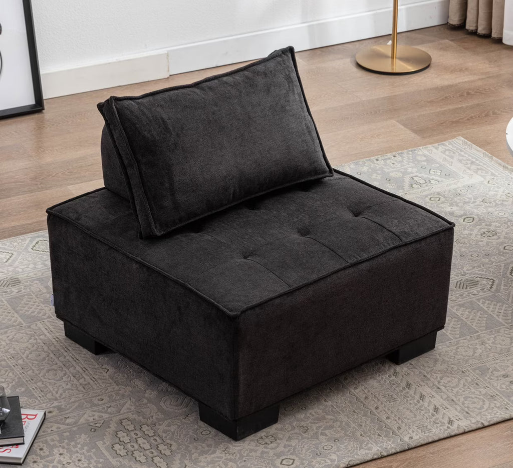 Black Ottoman Barrel Chair D9830