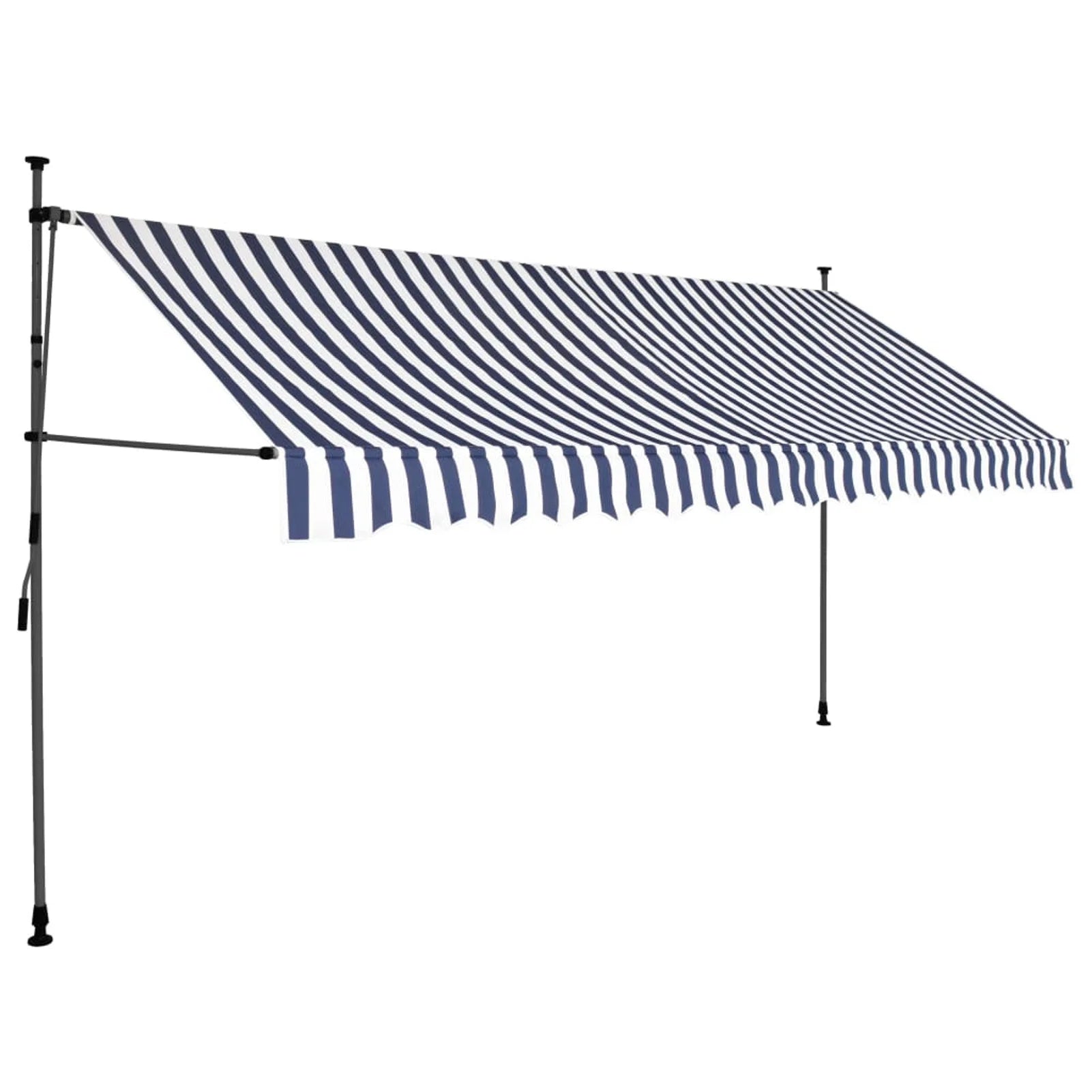 Retractable Awning with LED 157.5" Blue and White M240