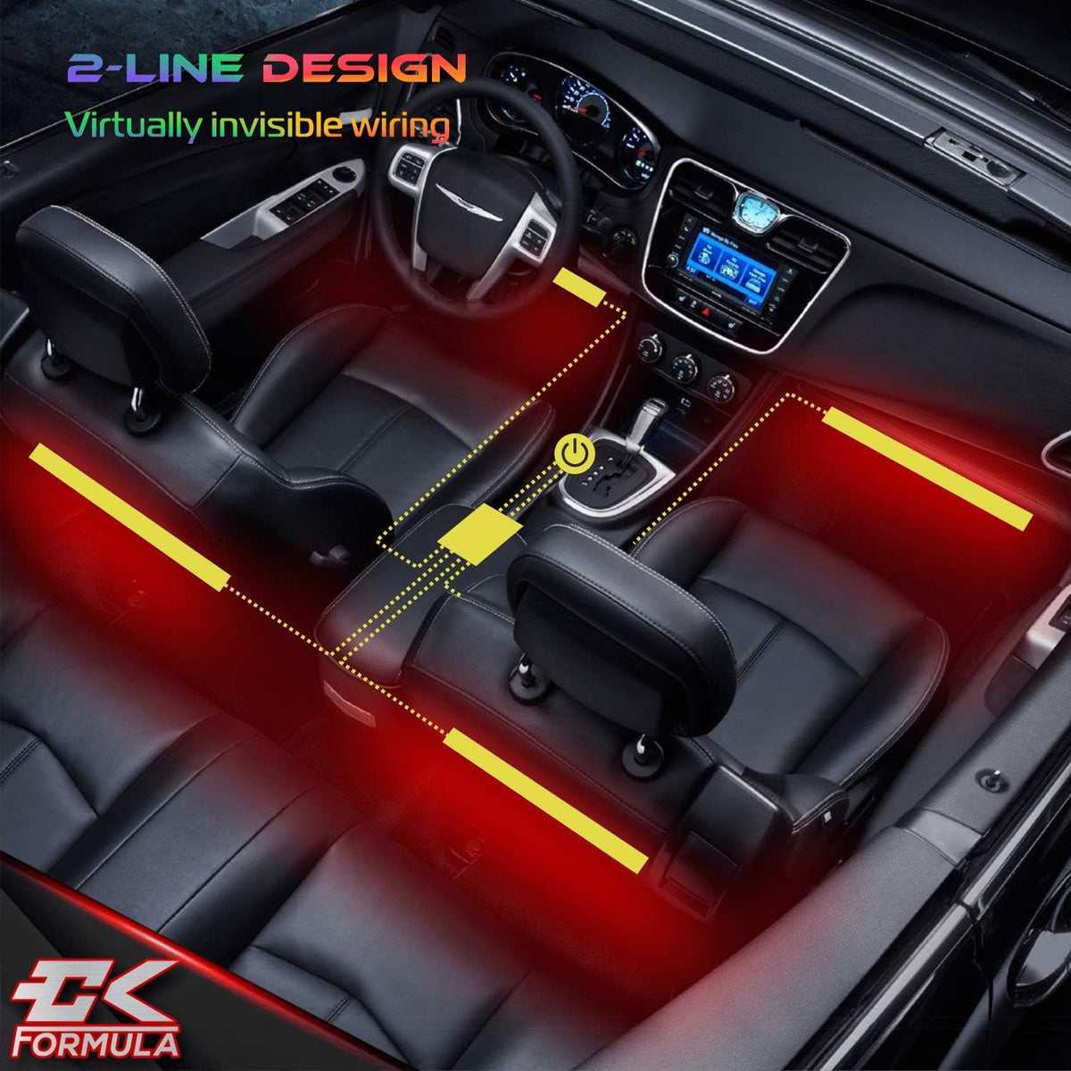 4pcs LED Car Light Strips with Bluetooth App Control A1927