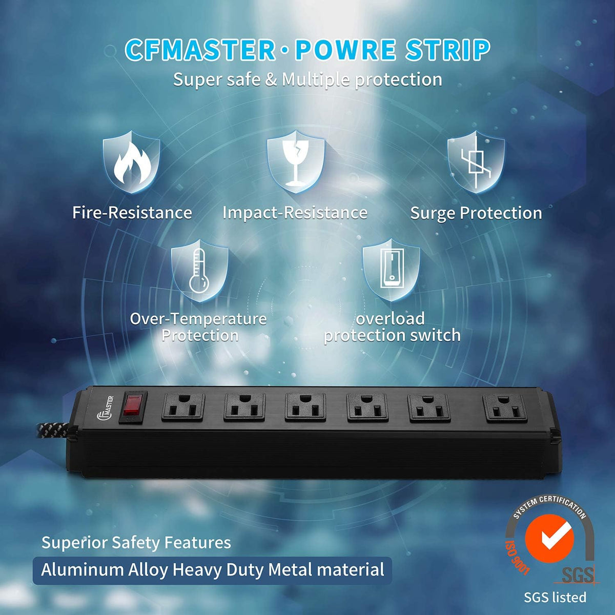 10 Outlet 2 Pack Heavy Duty Power Strip with 6 feet Extension Cord W619