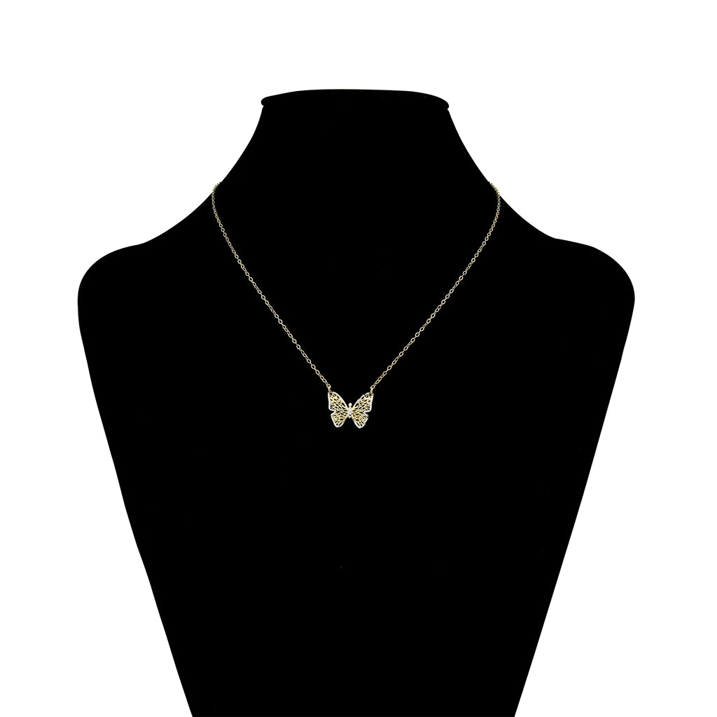 10KT Two-Tone Gold Butterfly Necklace with 18" Chain X68580
