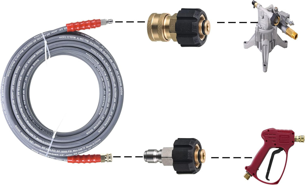 Pressure Washer Hose 50 Feet X 3/8 Inch, 4000 PSI, Pack of 2 V2148