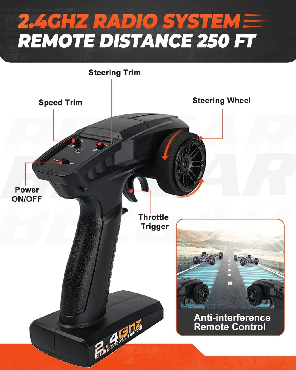 1:10 Scale 4WD Remote Control Electric Off Road RC Monster Truck with 2 Rechargeable Batteries R212