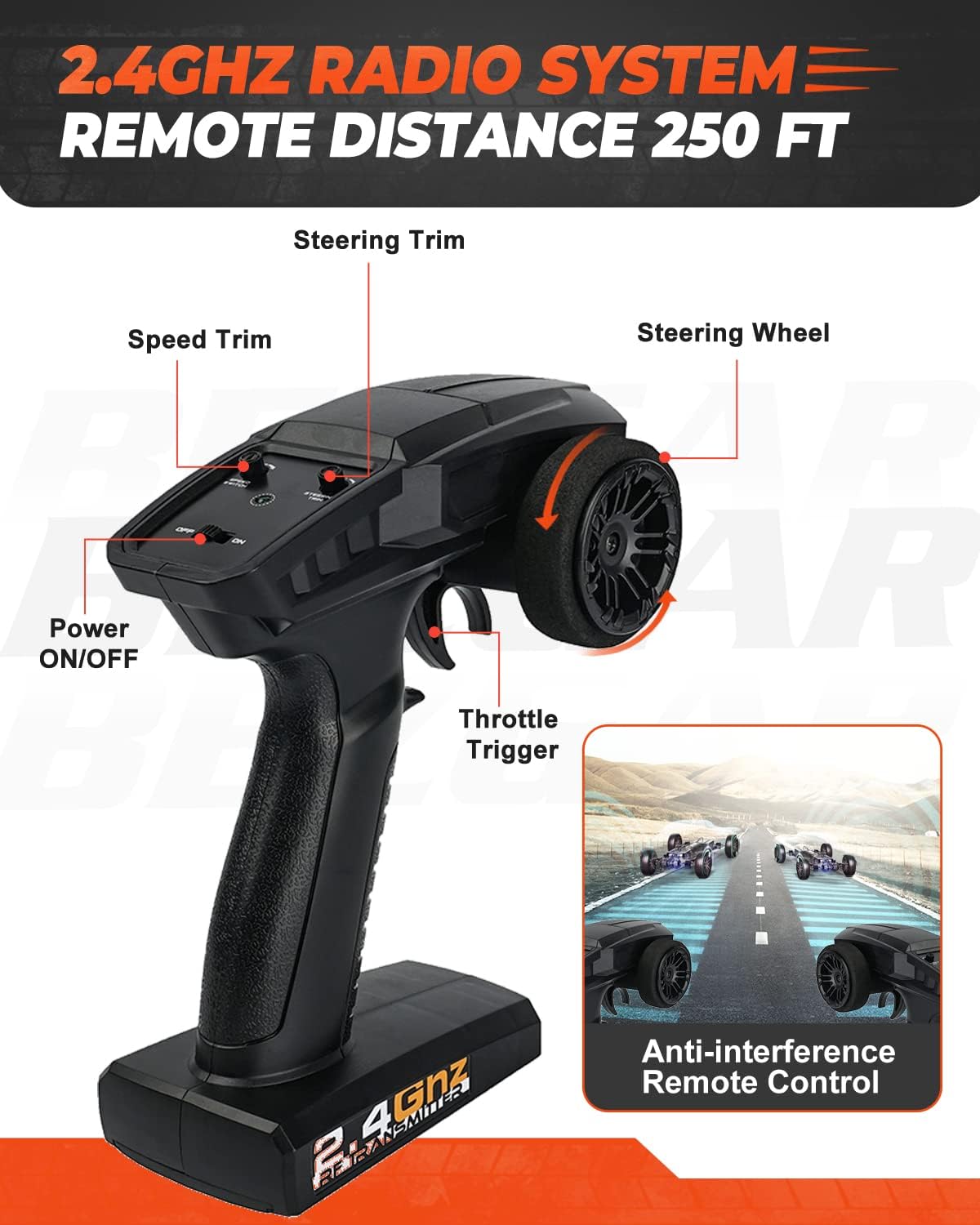 1:10 Scale 4WD Remote Control Electric Off Road RC Monster Truck with 2 Rechargeable Batteries R212