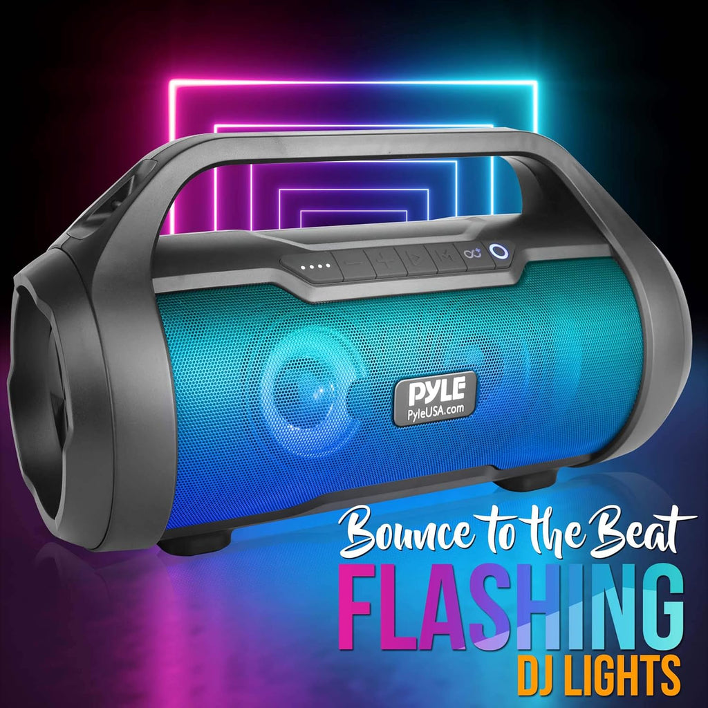 500W 2.0CH Portable Bluetooth Boombox Speaker with AUX Input, USB, SD, FM Radio, 3" Subwoofer, Voice Control, Pack of 2 E490107