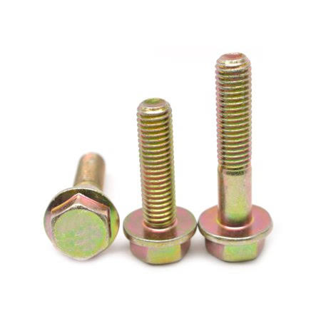 M6 x 1.00 x 12 mm Coarse Thread DIN 6921 Class 10.9 Hex Flange Screw Medium Carbon Steel Yellow Zinc Plated K287