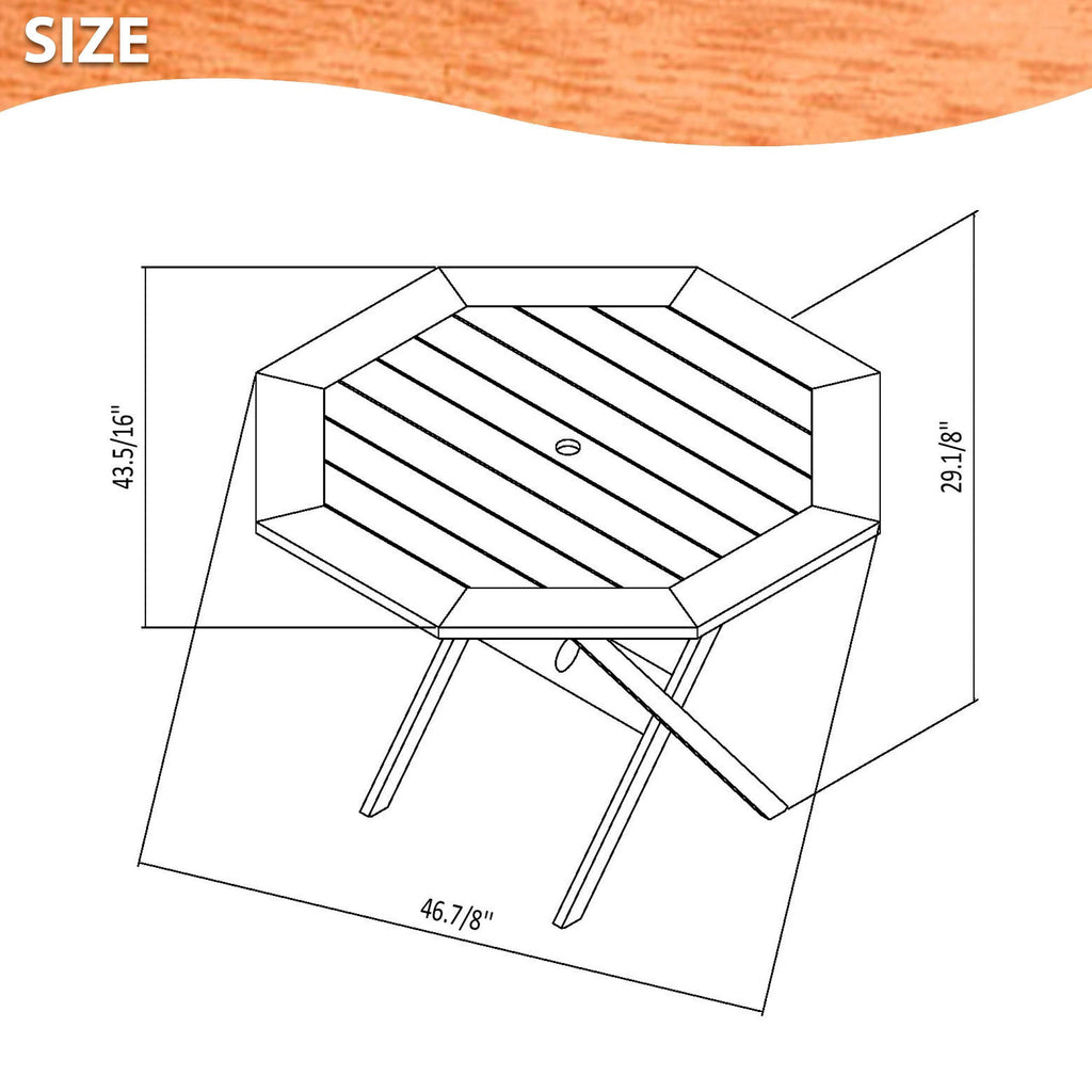 5-Piece Round Patio Dining Set Eucalyptus Wood R536976