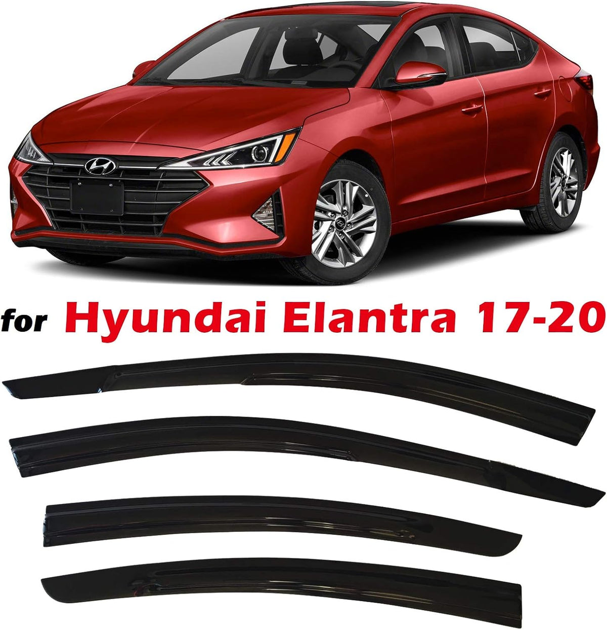 Black Tinted Side Window Vent Visor Deflectors Rain Guards Pack of 2 C5297