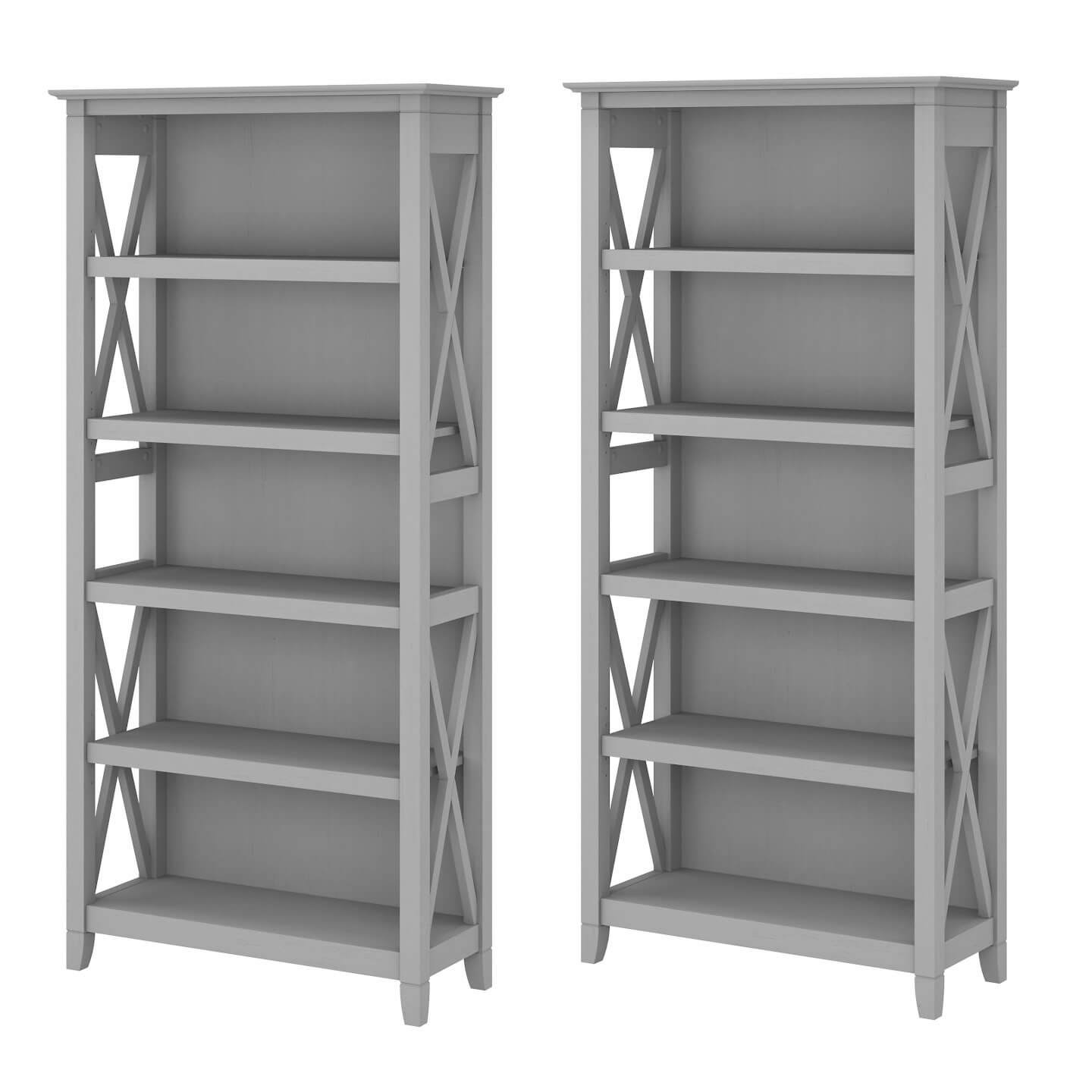 5 Shelf Bookcase Set in Pure White Oak I295325
