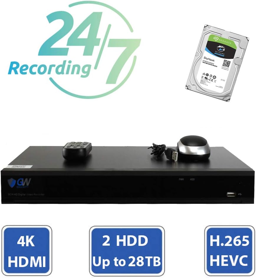 4K AI IP Bullet Security Camera System with 8CH NVR and 2TB Hard Drive W8894