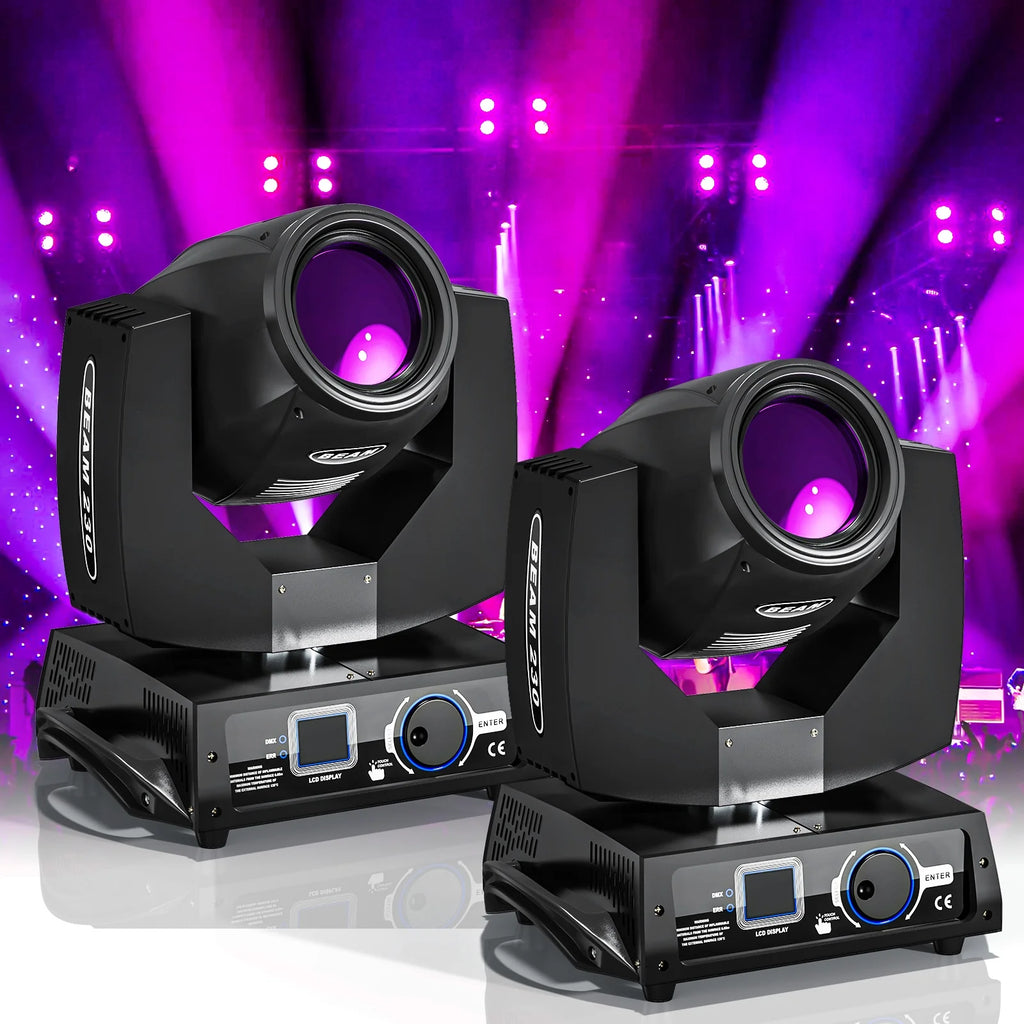 2 Pack 230W Beam Moving Head Light 8 Prisms 17 Gobos RGBW LED DJ Lighting 16CH DMX Control Q1535