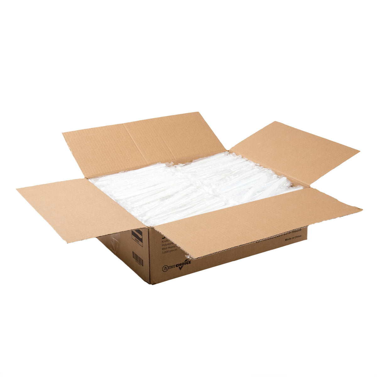 Medium Heavy White Polystyrene Individually Wrapped Knives, Case of 1000 E8706