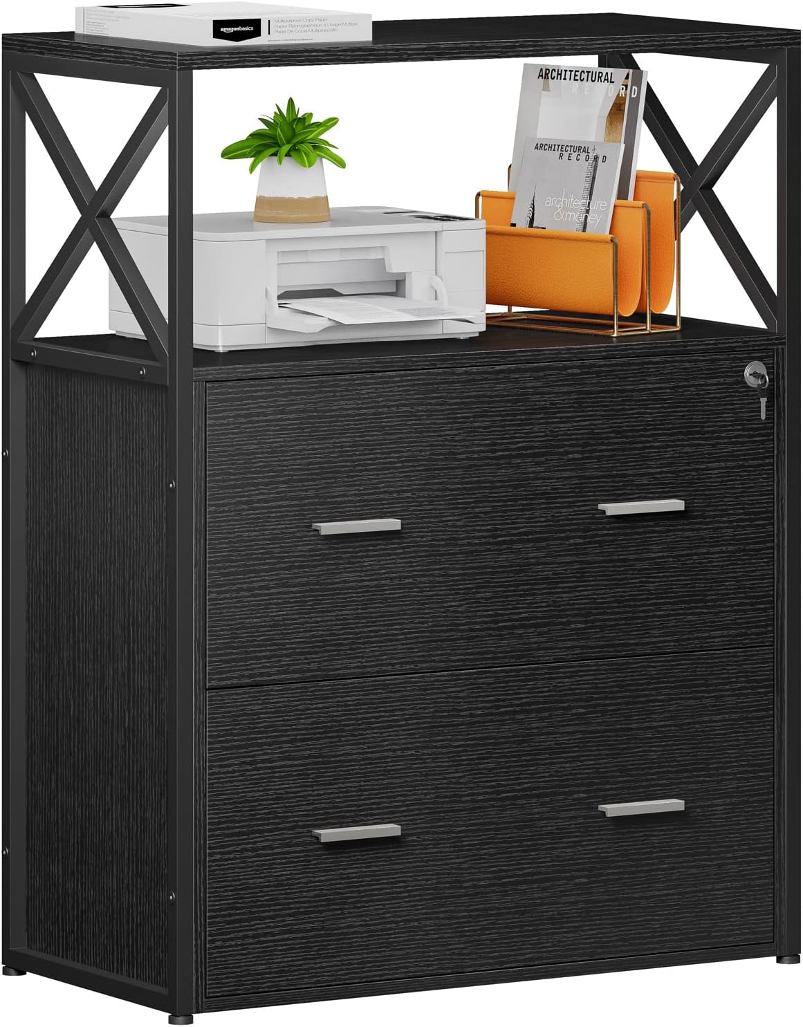 Lateral Filing Cabinet with 2 Drawers, Lockable Storage Cabinet, 31.5” L X 15.8”W X 40.6”H L97359