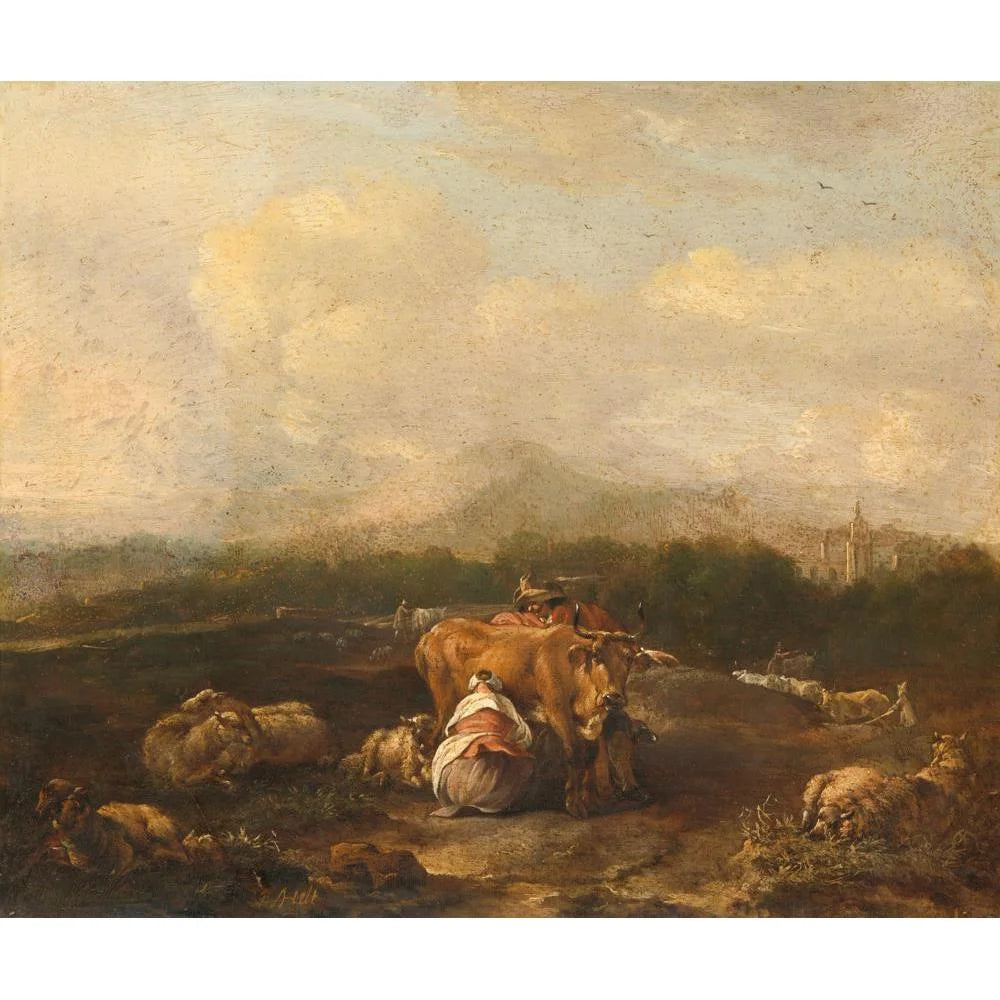 Italian Landscape with Cattle Framed Museum Art Print W216769