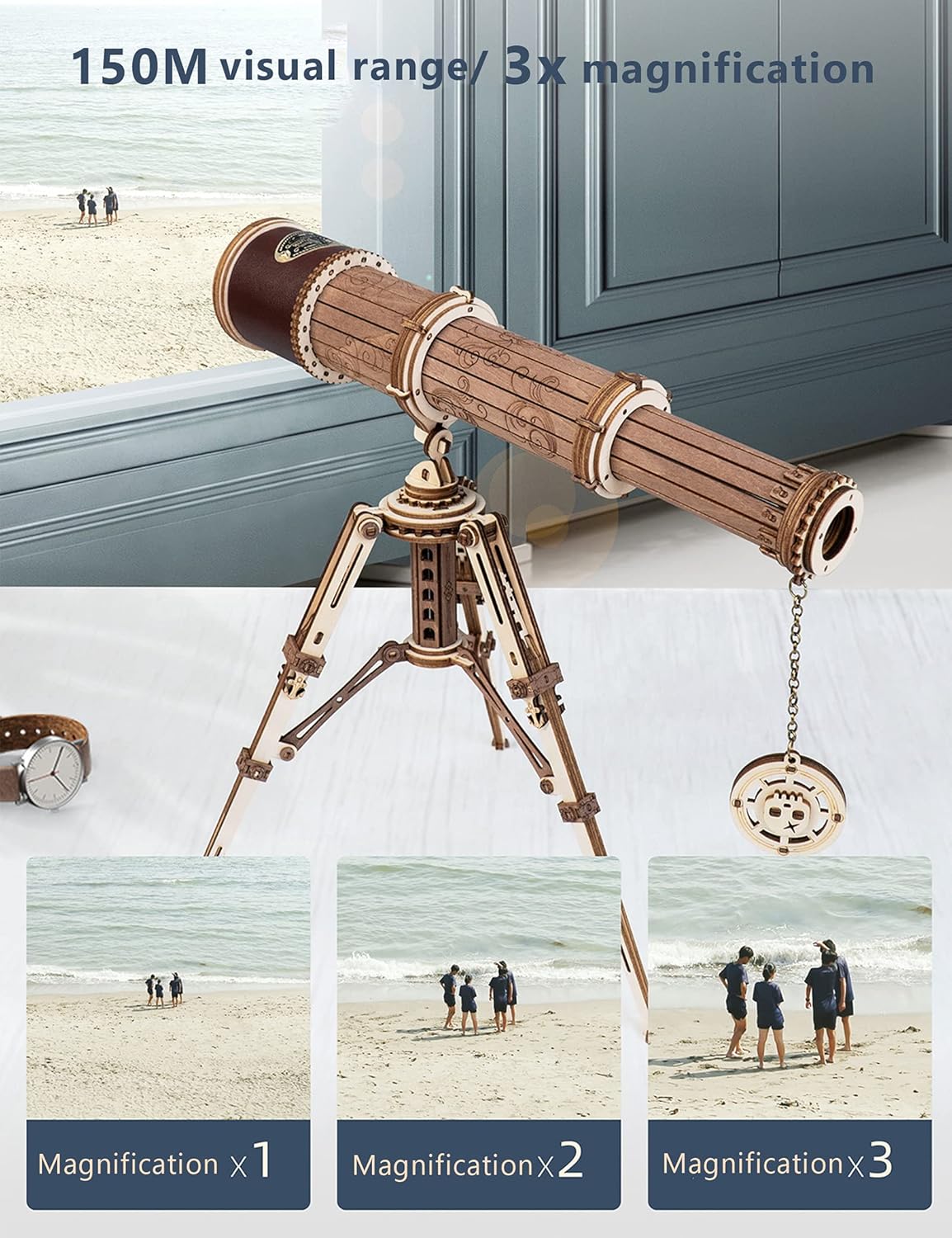 3D Wooden Telescope Building Model Kit with Tripod A345