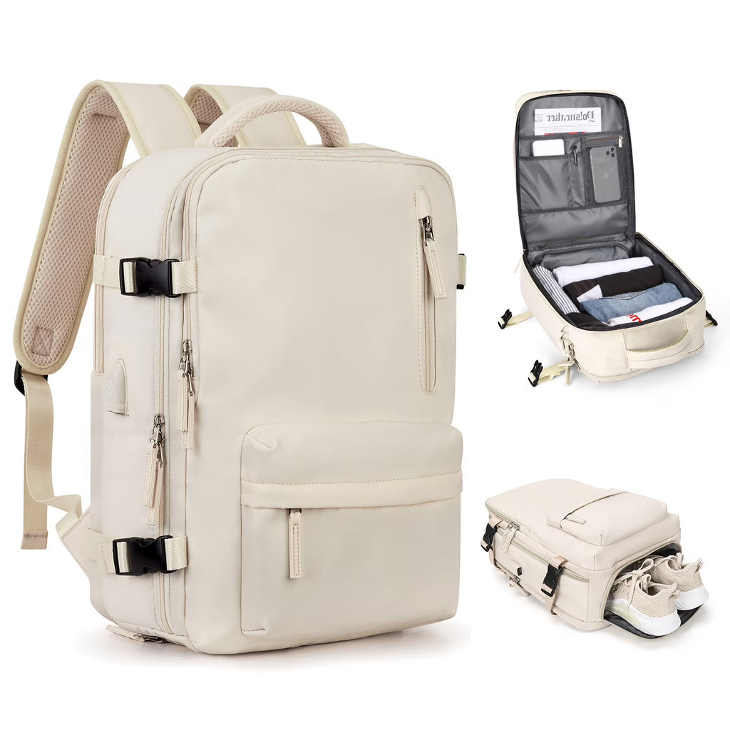 Waterproof Travel Backpack with USB Charging Port Shoes Compartment F317