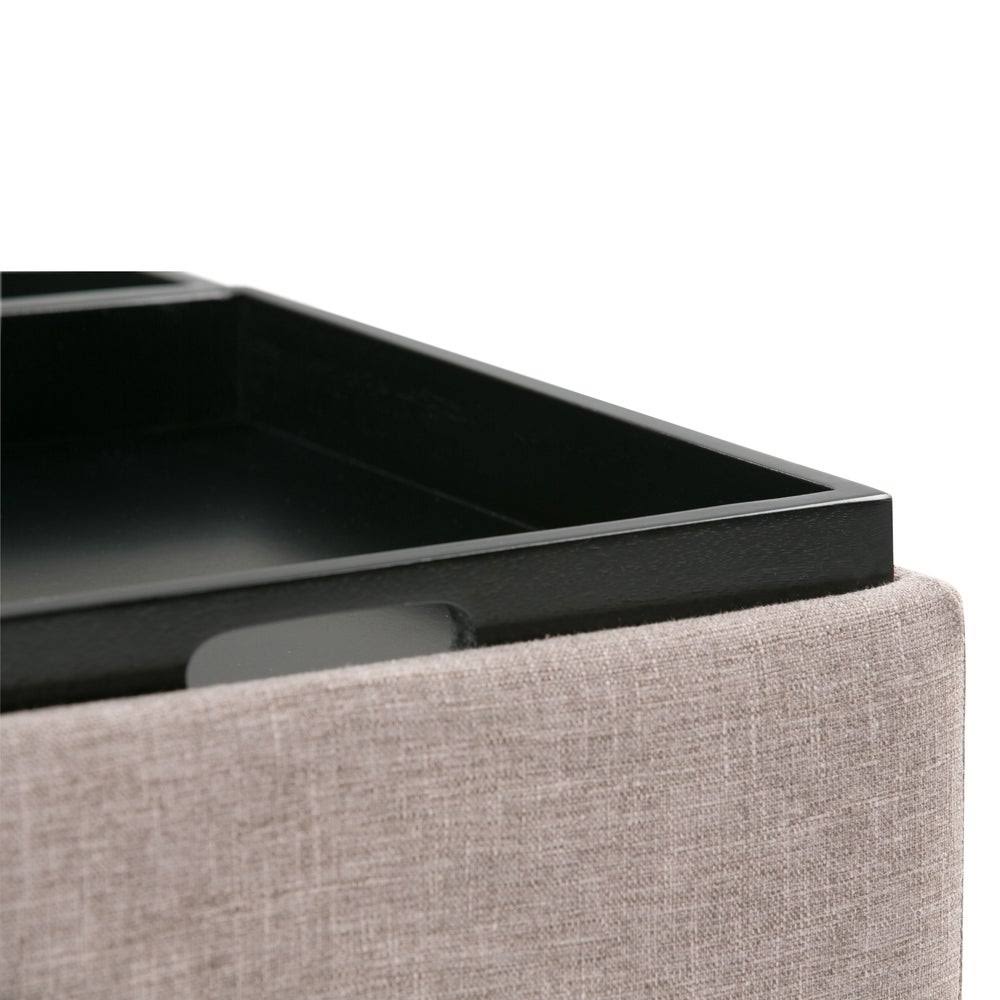 Distressed Black Square Table Ottoman X513928