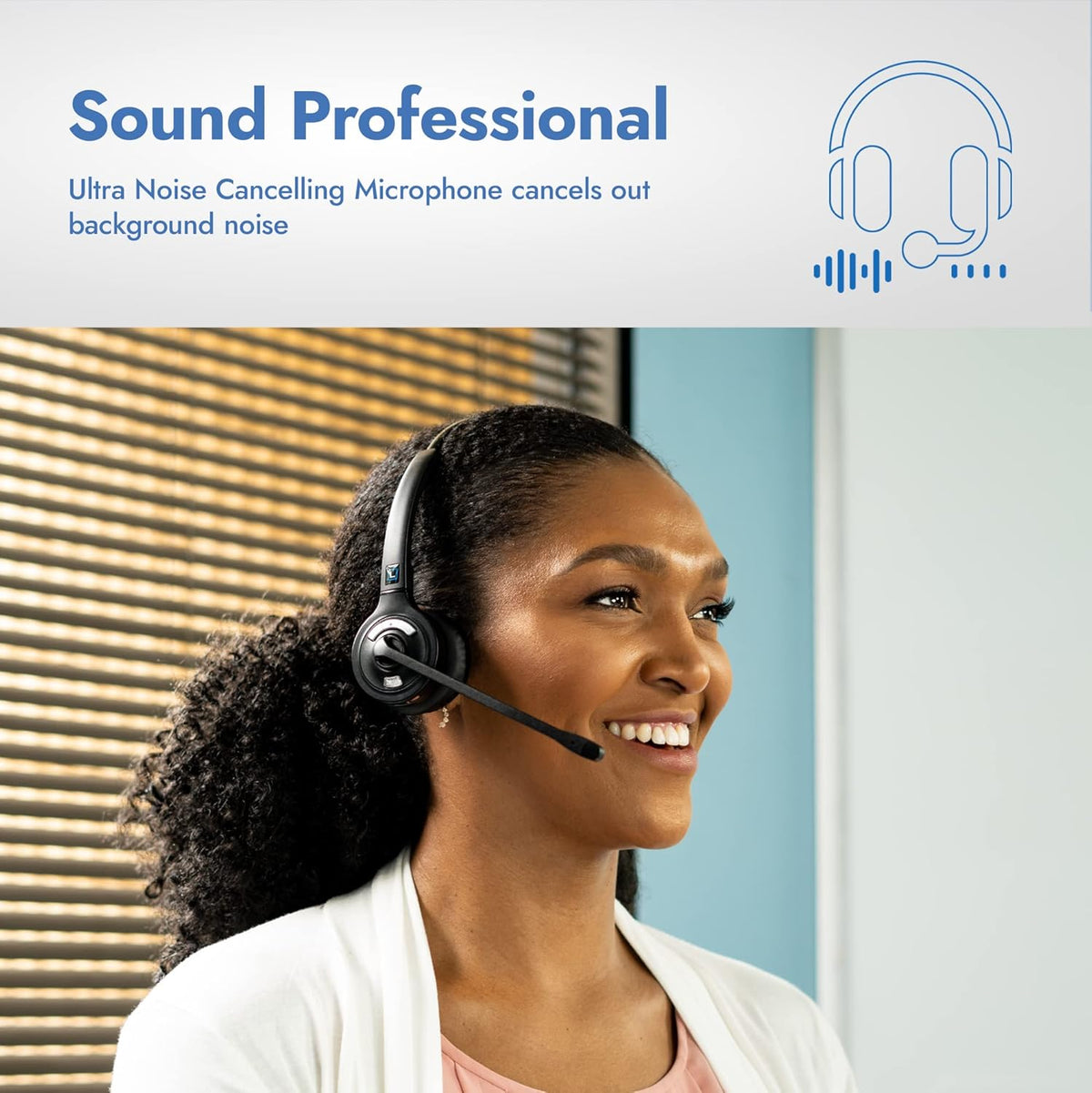 Wireless DECT Office Headset with Bluetooth for Desk Phone, Computer and Bluetooth Device P712784