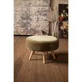 Avocado Velvet Ottoman with Wooden Legs G6524