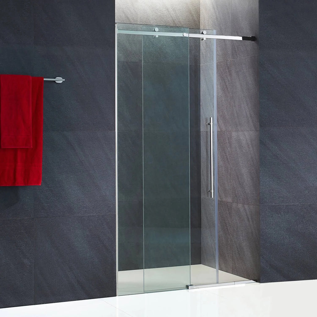 60-Inch Frameless Shower Door with Clear Glass and Stainless Steel B266796