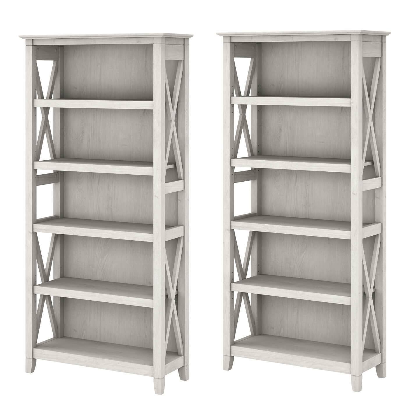 5 Shelf Bookcase Set in Pure White Oak I295325
