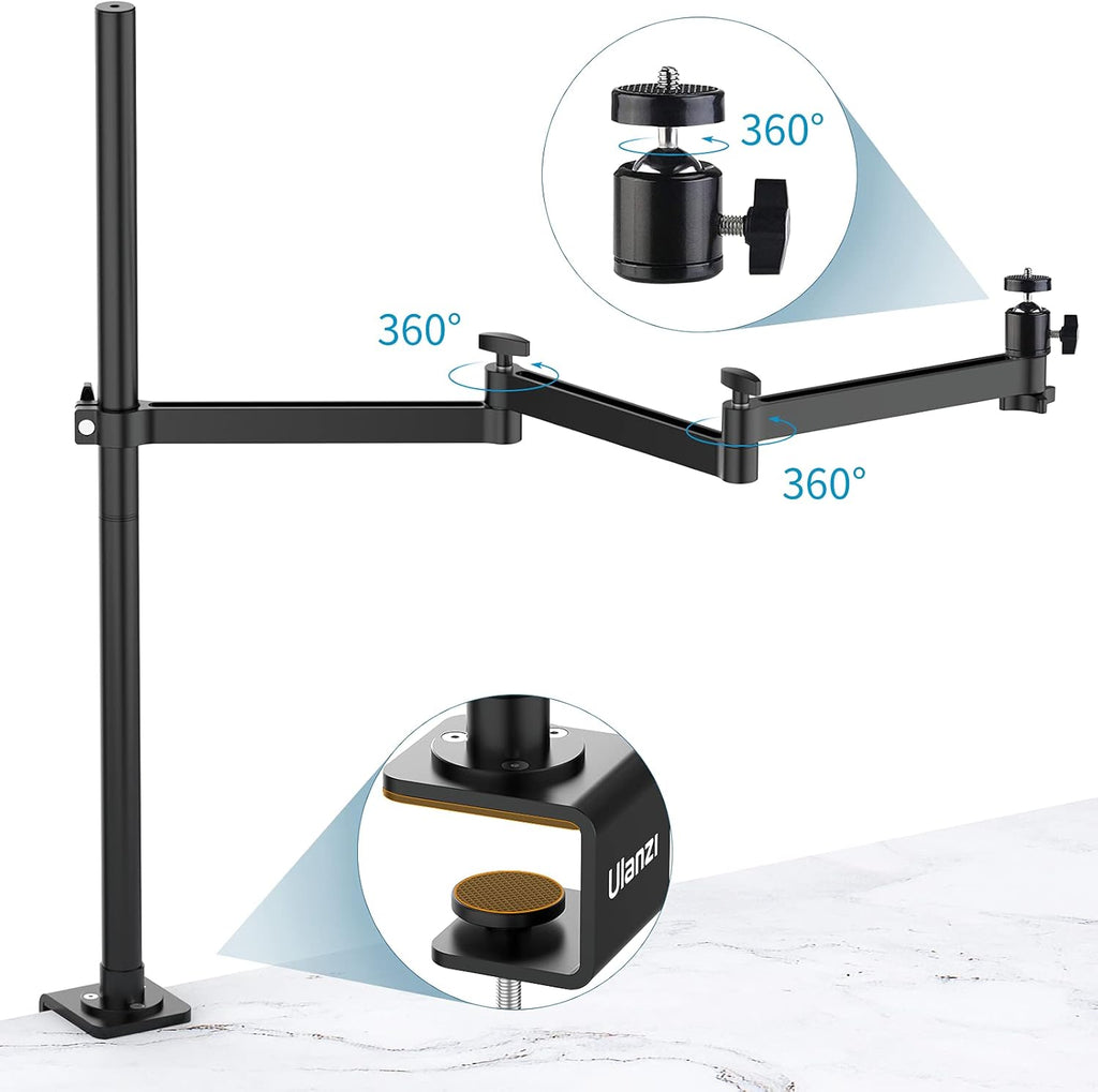 Camera Desk Mount Stand with Flexible Arm, Aluminum Articulated Arm with 360° Rotatable Ball Head W535634