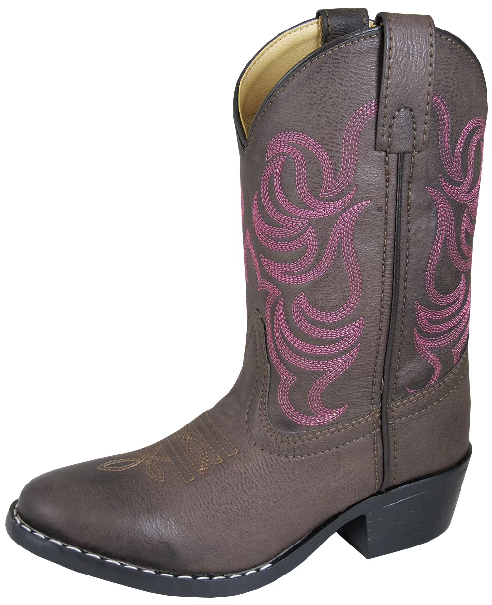 Brown with Pink Stitch Western Cowboy Boots I449079