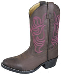 Brown with Pink Stitch Western Cowboy Boots I449079