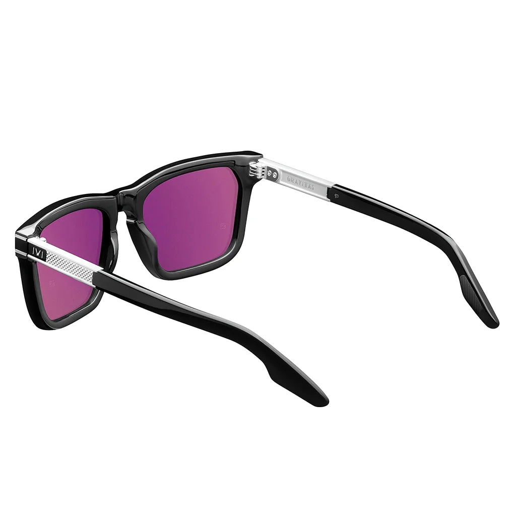 Polished Black/Brushed Silver Grey AR Lens Men's Sunglasses L74105