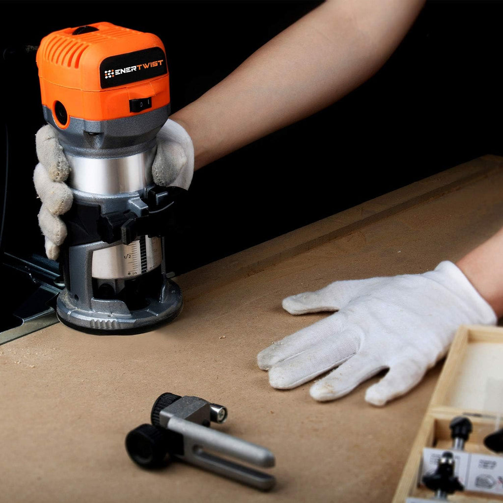 Compact Router Tool, 7.0-Amp 1.25HP Variable Speed Wood Router Kit with Fixed Base, 1/4" & 3/8" Collets, Edge Guide, Dust Hood, Pack of 2 J620
