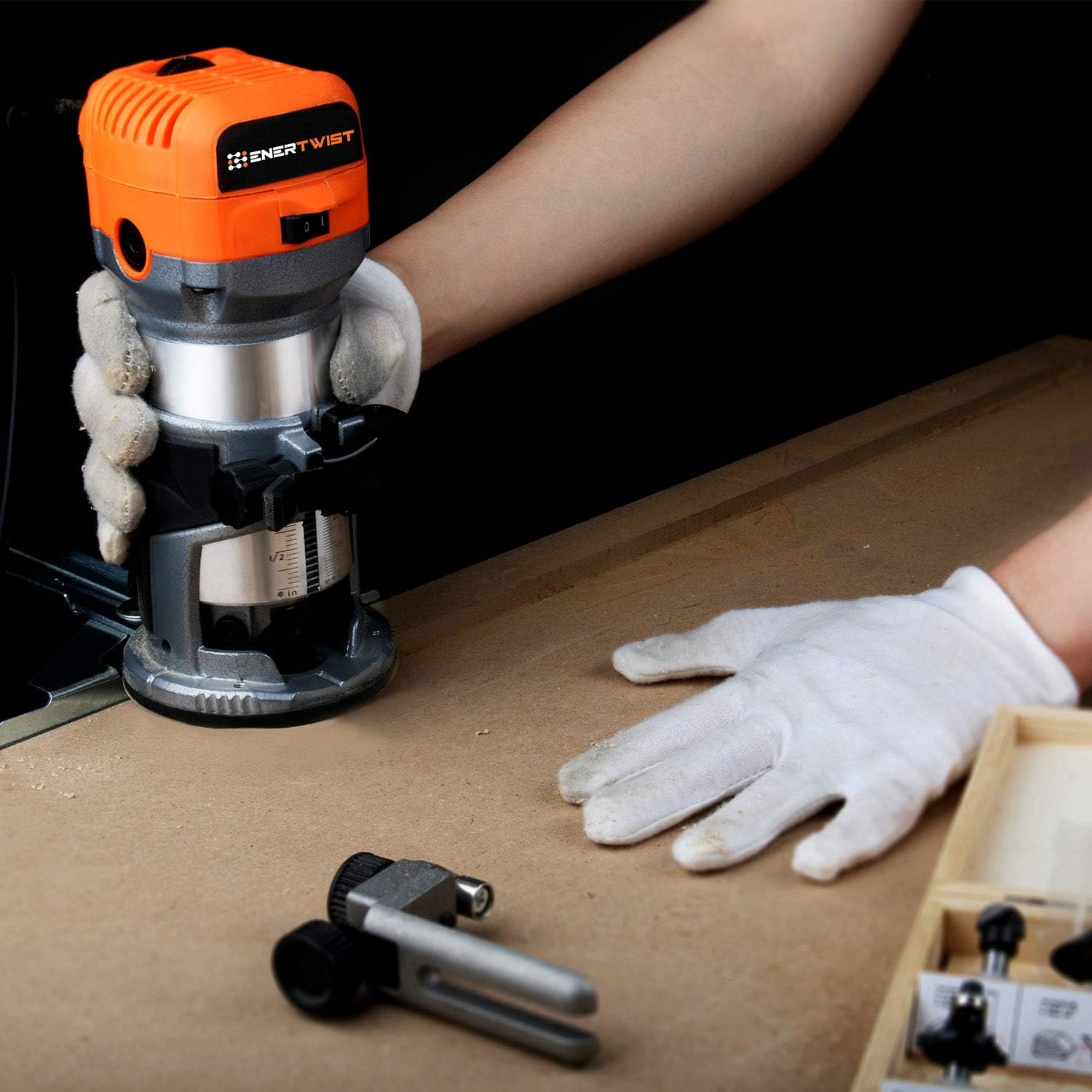 Compact Router Tool, 7.0-Amp 1.25HP Variable Speed Wood Router Kit with Fixed Base, 1/4" & 3/8" Collets, Edge Guide, Dust Hood, Pack of 2 J620
