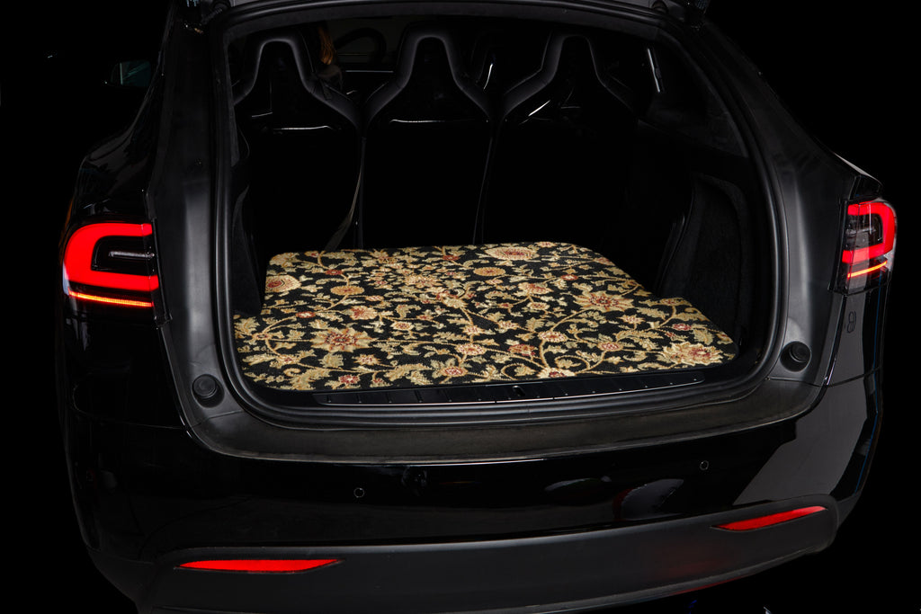 Black Oriental Car Mats with Large Trunk Cargo Carpet D522994