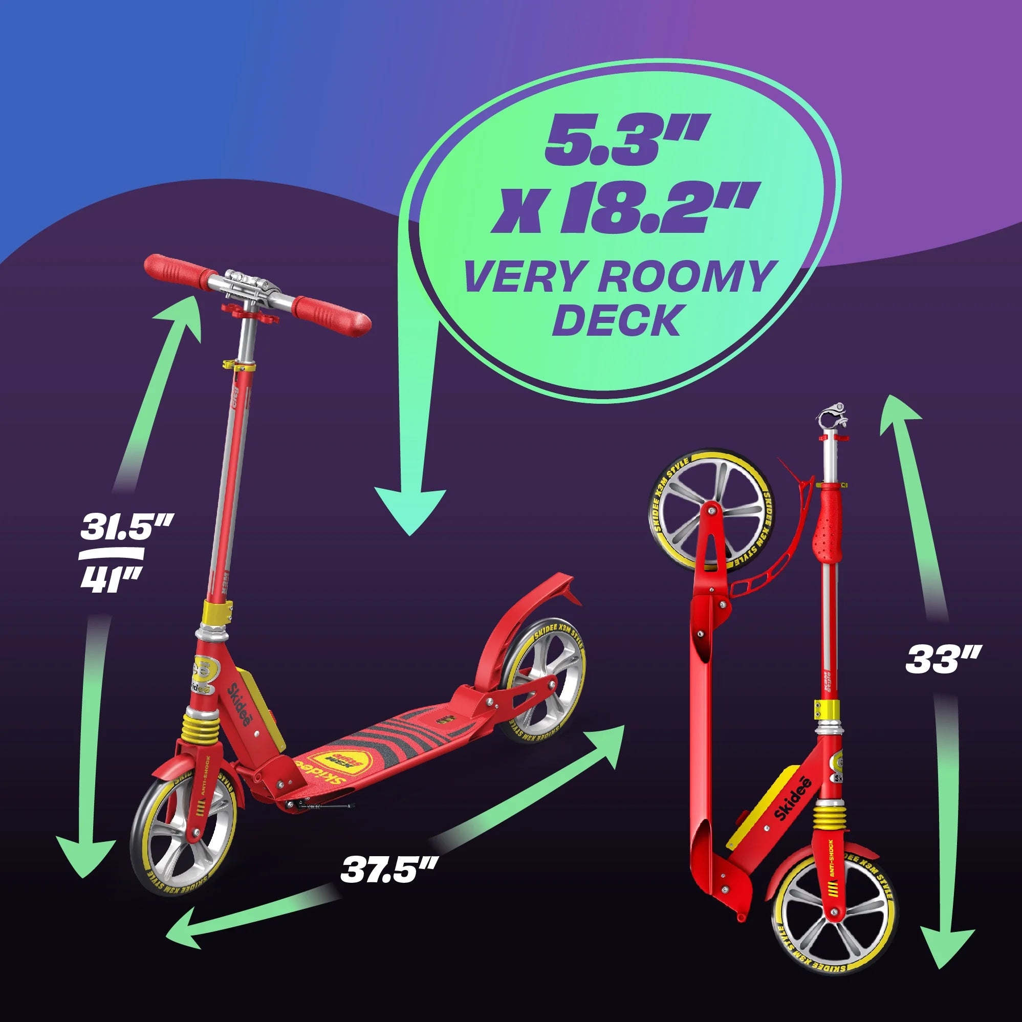 Red Scooter with Adjustable Handlebar V143