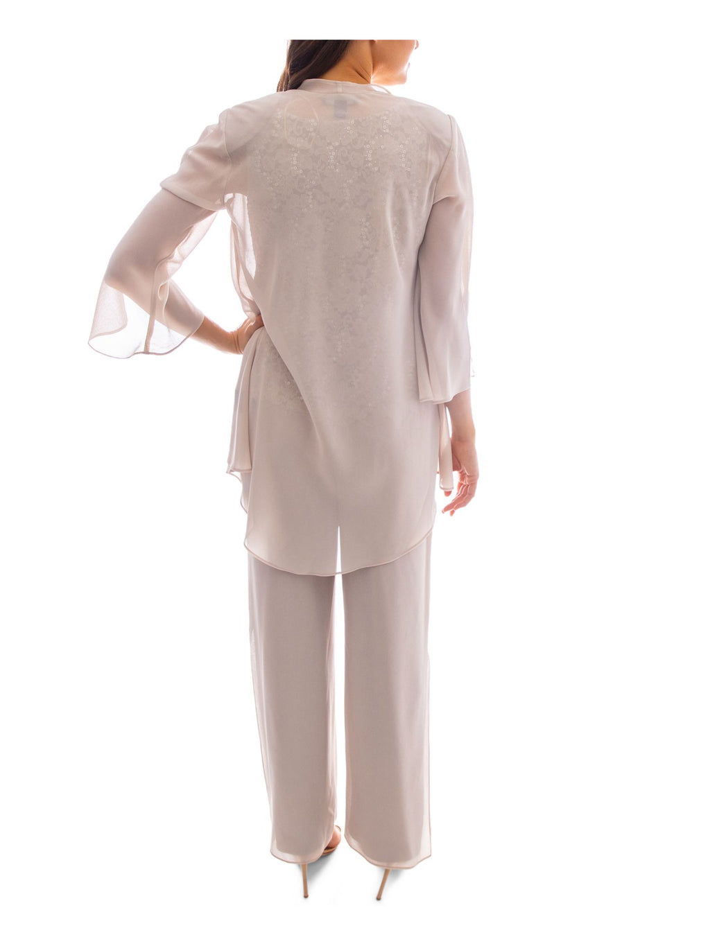 Beige Sheer Open Front Jacket Plus 20W K70528