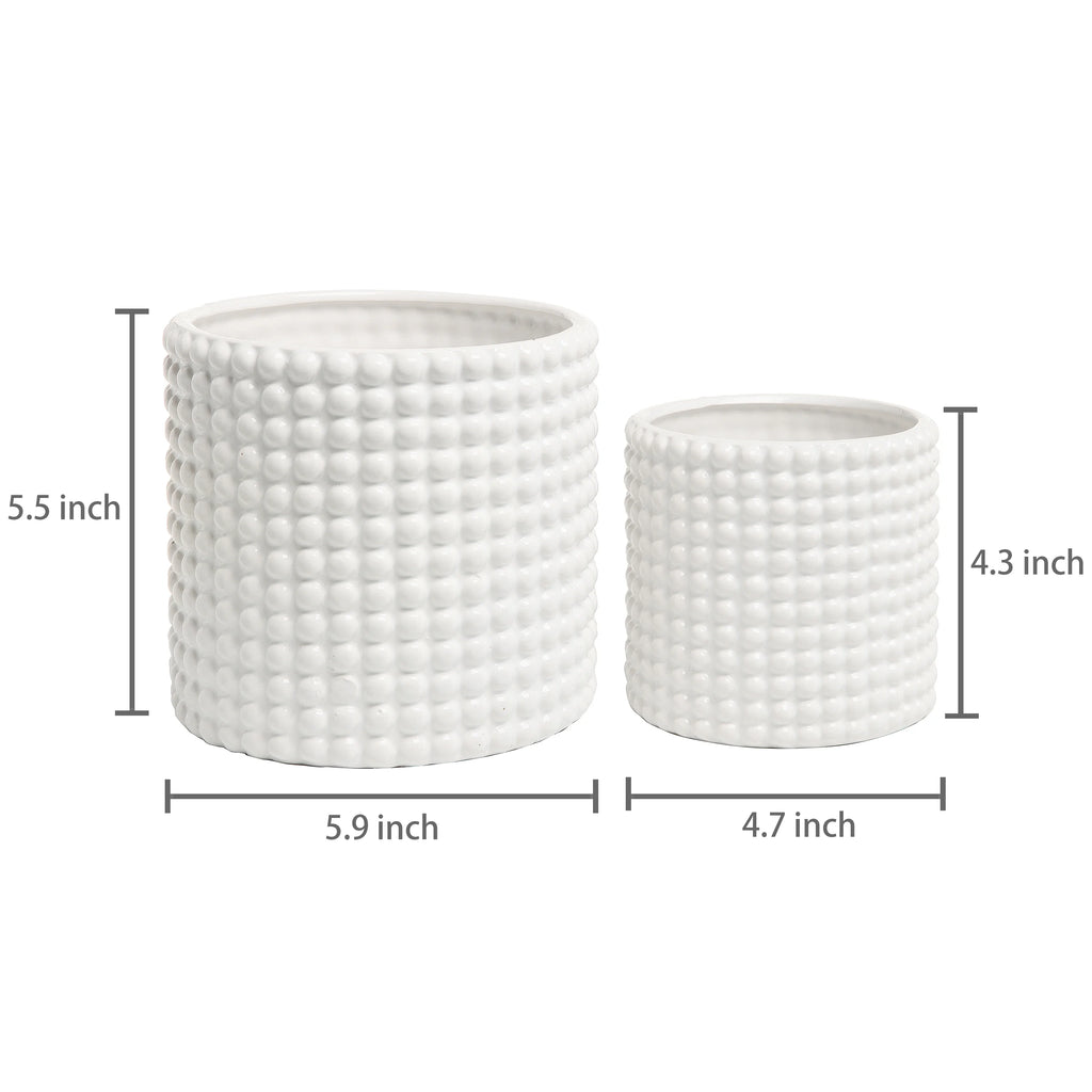 Set of 2 White Ceramic Flower Planter Pots N38366