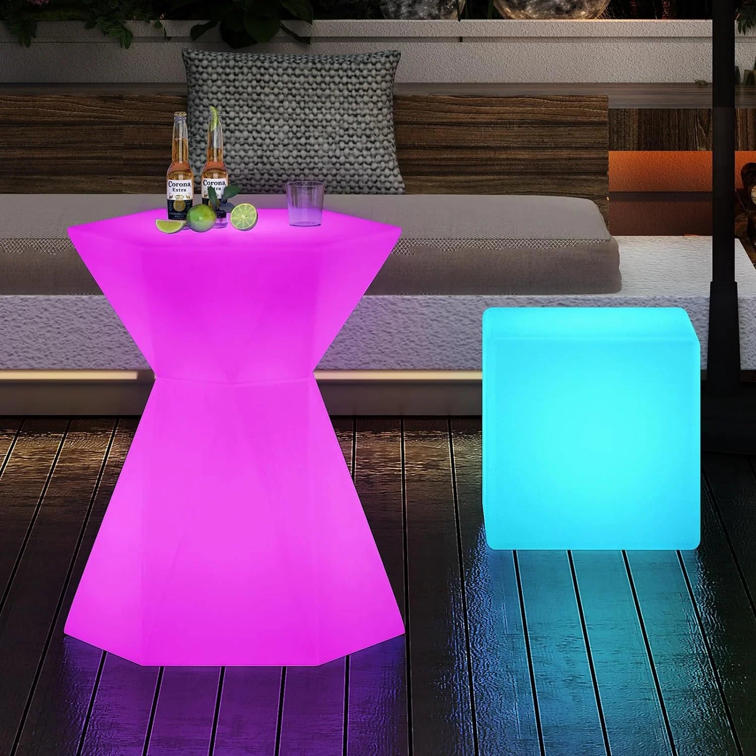 Hexagonal LED Cocktail Bar Table with Remote Control T921