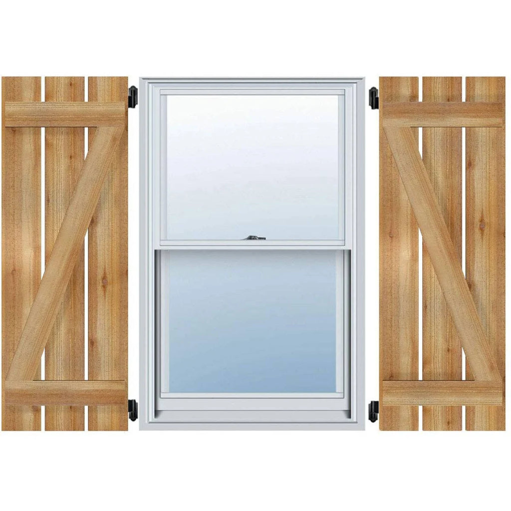 Spaced Board-n-Batten Shutters with Z-Bar, Rough Sawn Western Red Cedar V9486