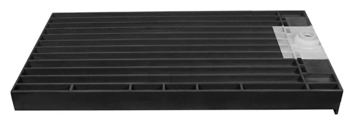 Trench Shower Pan with Left Drain and Right Dual Curb D647