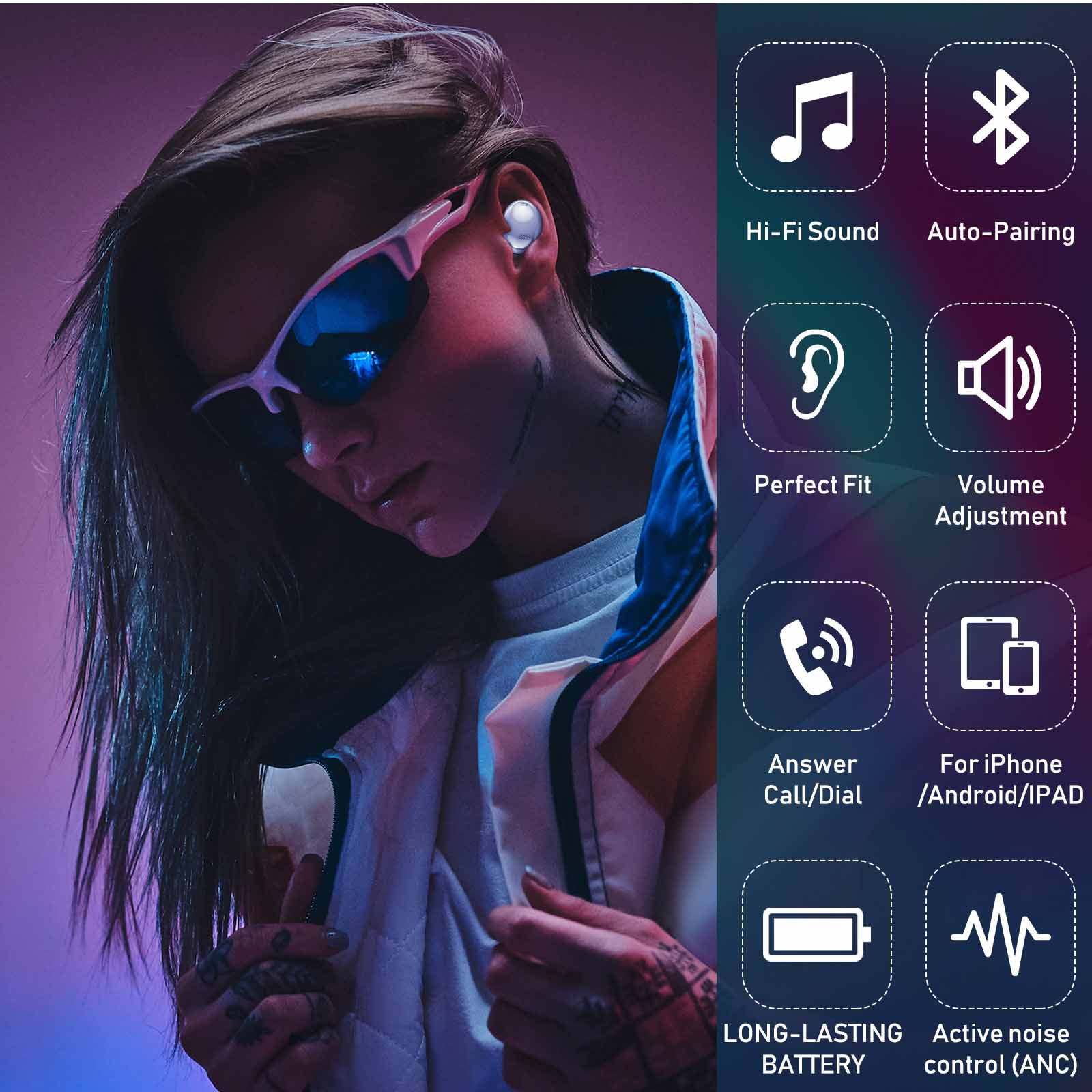 Amethyst Purple True Wireless Bluetooth Earbuds with Charging Case N960411