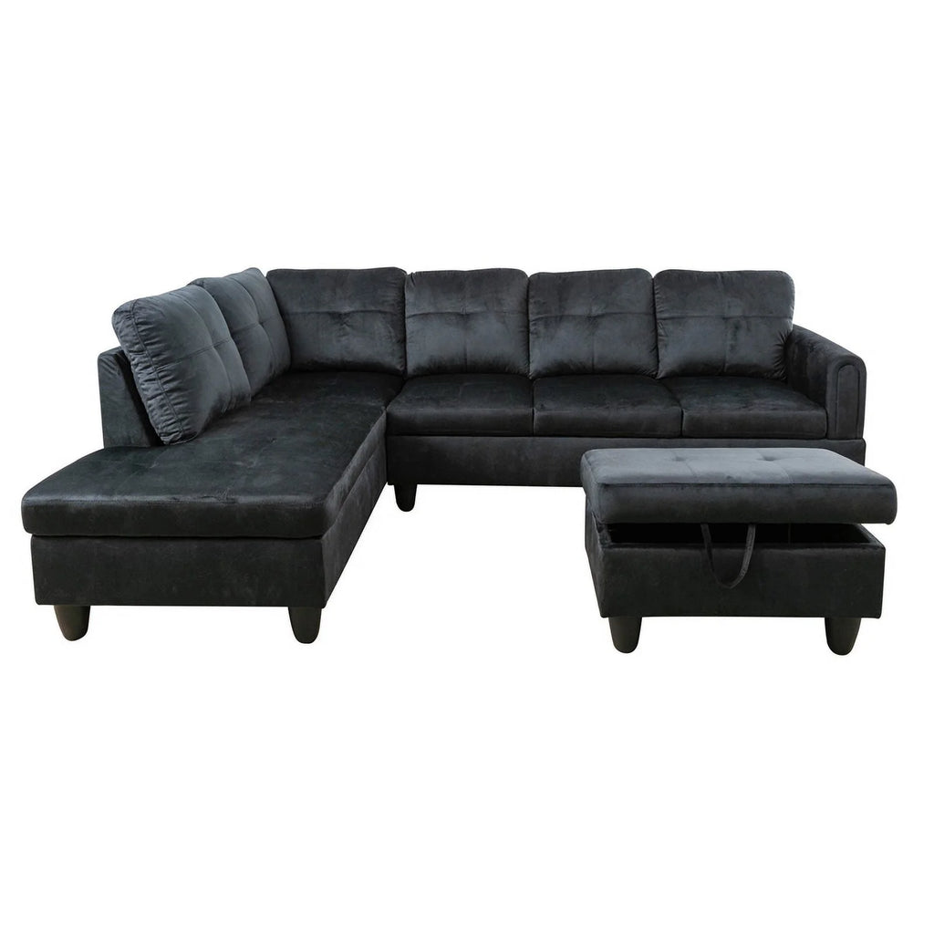 Black Flannel Sofa Set T63420