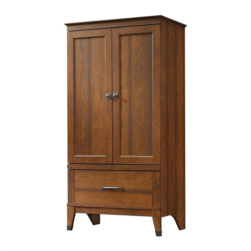 Medium Brown Cherry Wood Finish Wardrobe Cabinet S440
