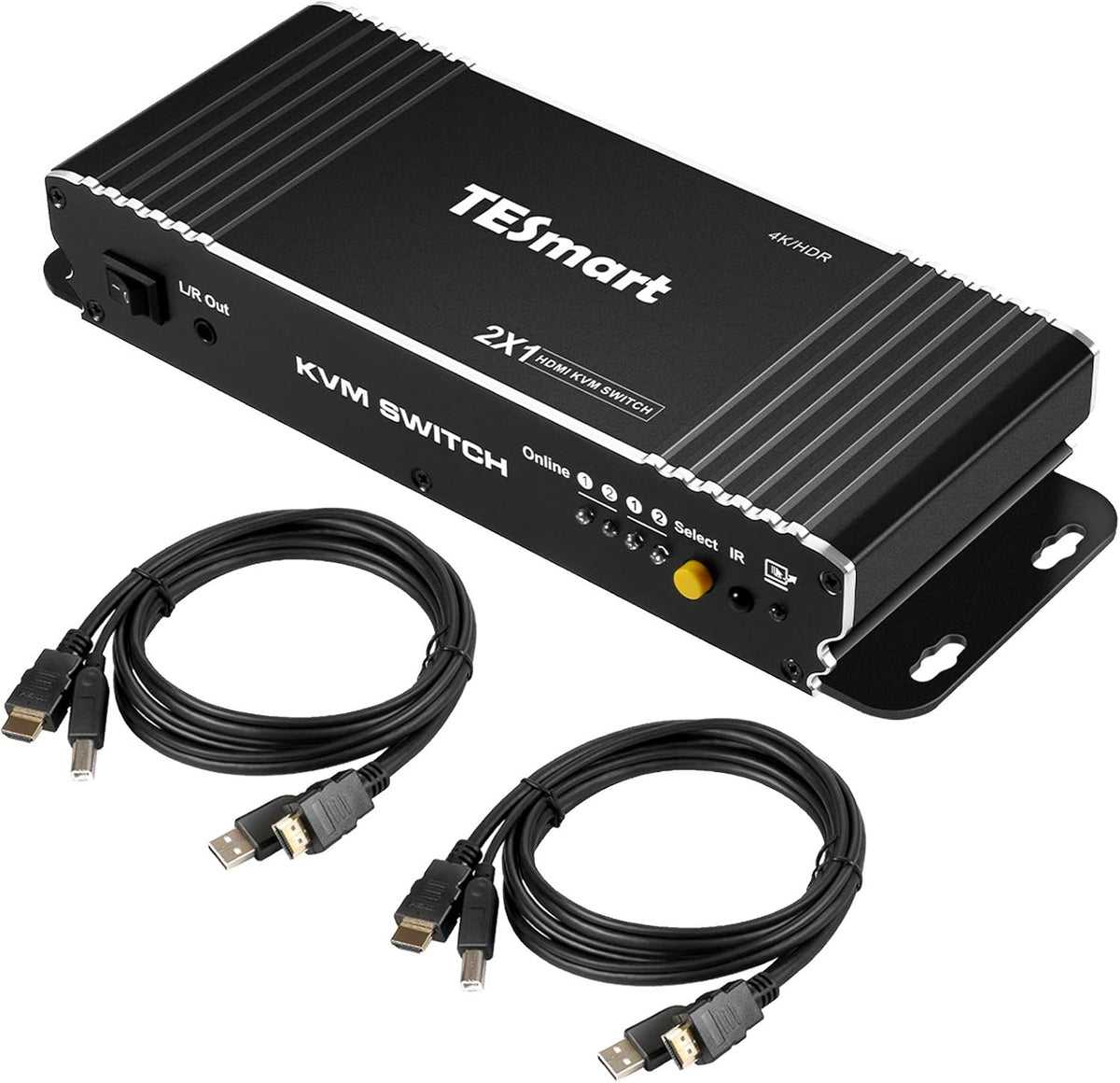 2 Input 1 Output 4K HDMI KVM Switch with 2 KVM Cables K44129
