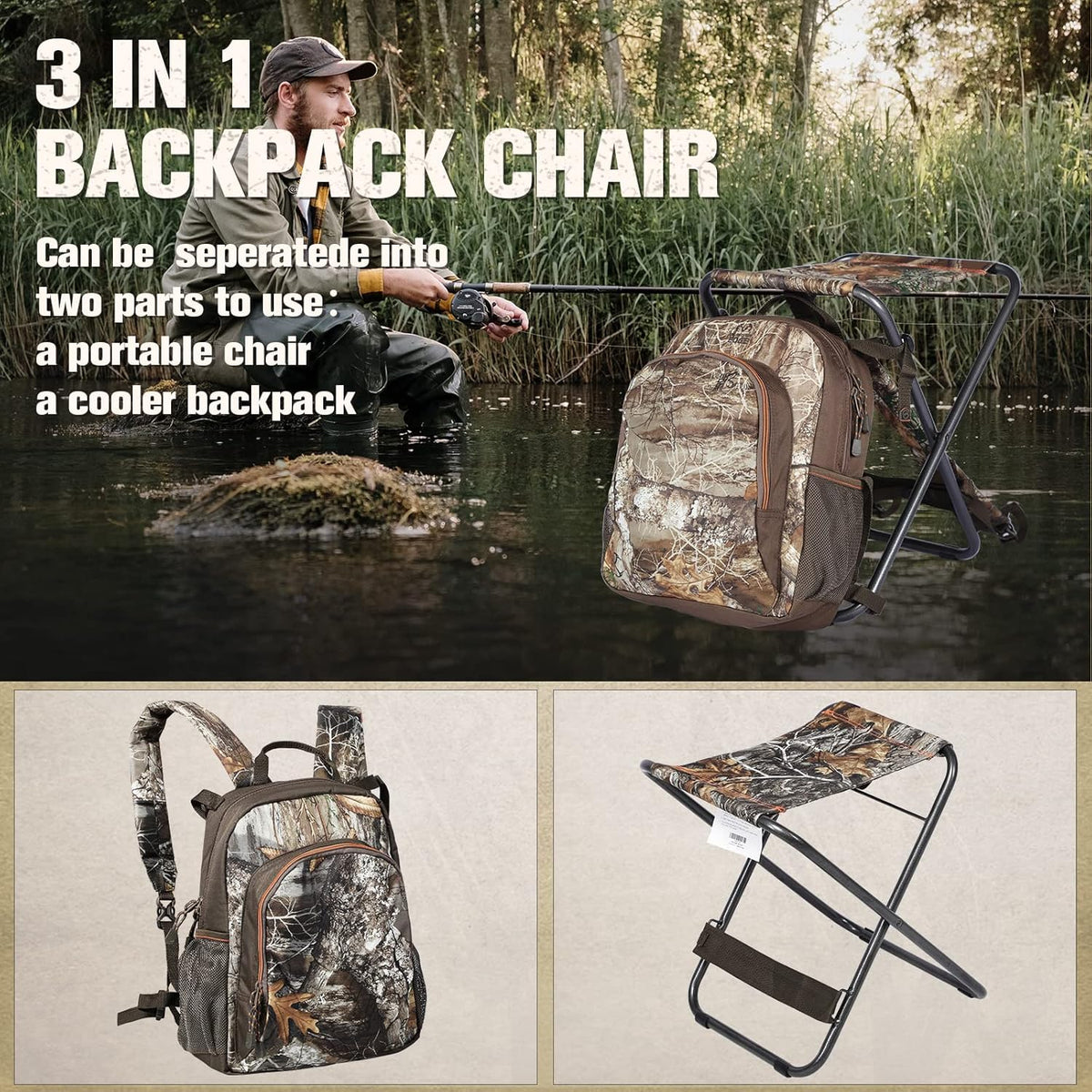CAMO Foldable Fishing Chair with Cooler Bag J73965