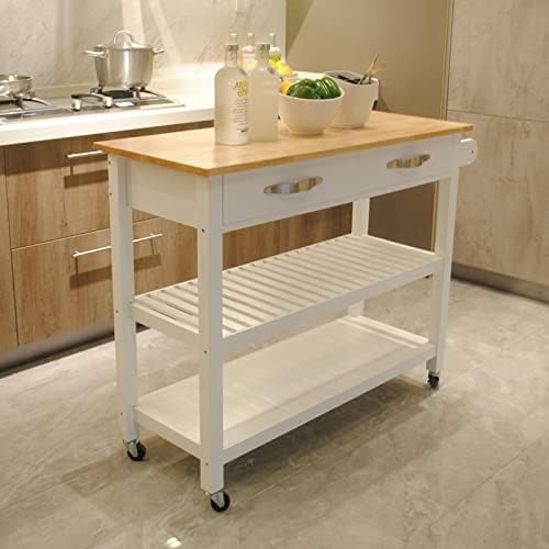 White Kitchen Island & Kitchen Cart Z794