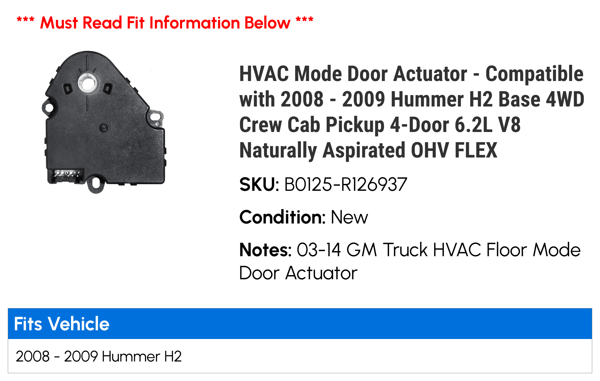 HVAC Mode Door Actuator P3875