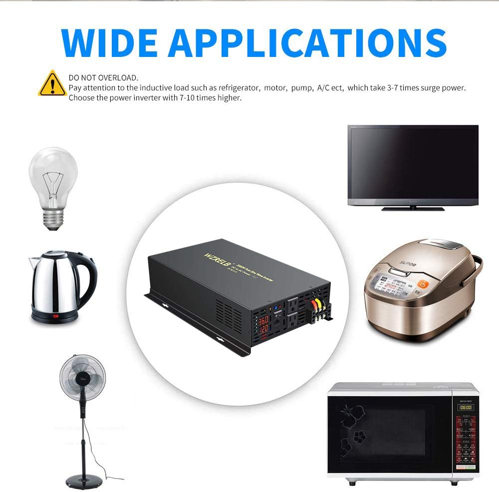 3000Watt Pure Sine Wave Power Inverter with Remote Control Dual AC Outlets C563079