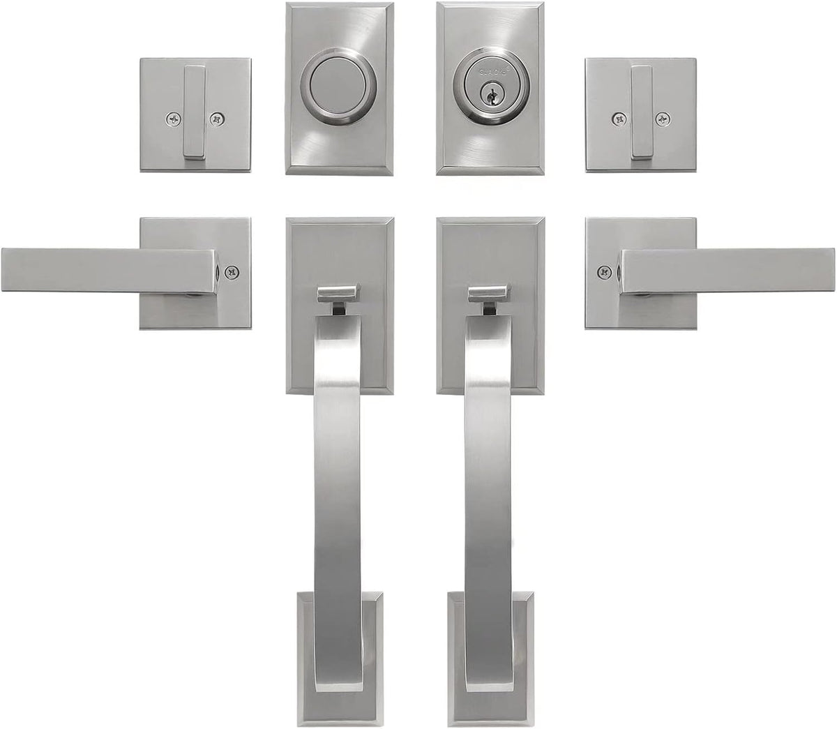 Matte Black Double Door Handleset with Dummy Lever J9828
